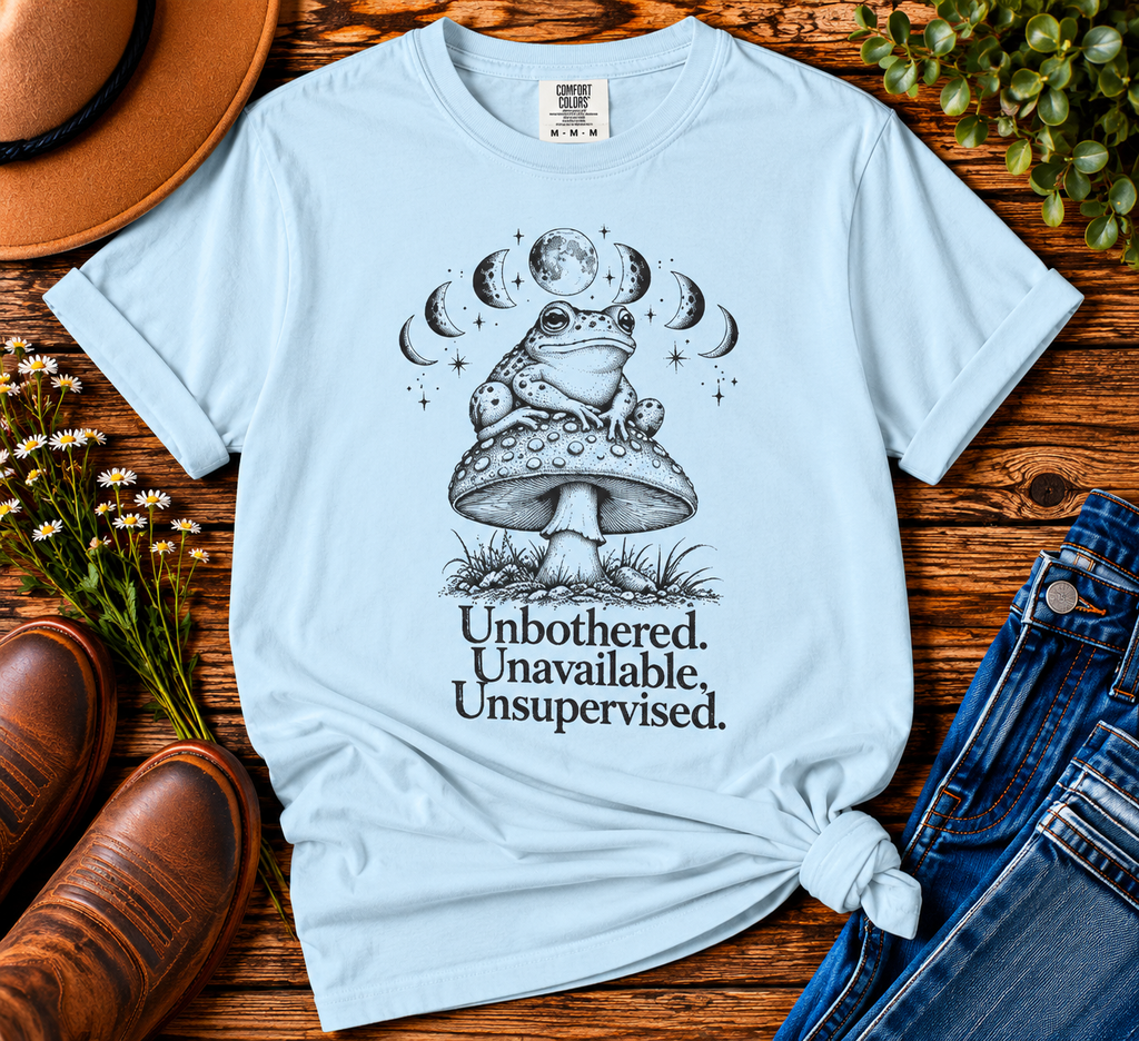 Unbothered Unavailable Unsupervised Frog Tee | Elevae & Co.