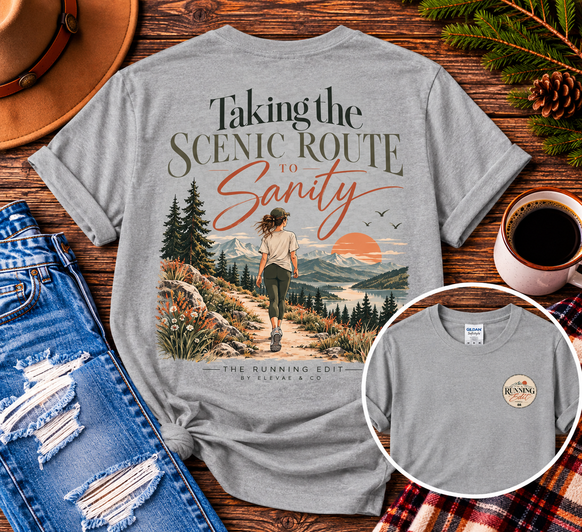 Taking the Scenic Route to Sanity | Running & Outdoor Graphic Tee