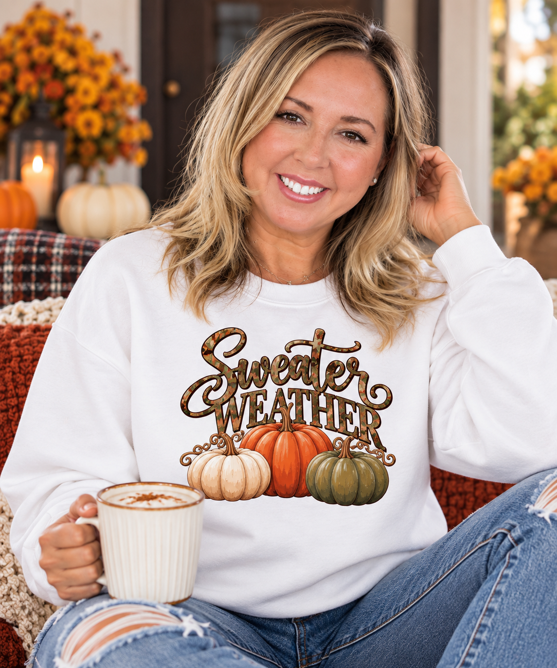Sweater Weather Camo Pumpkin Unisex Sweatshirt