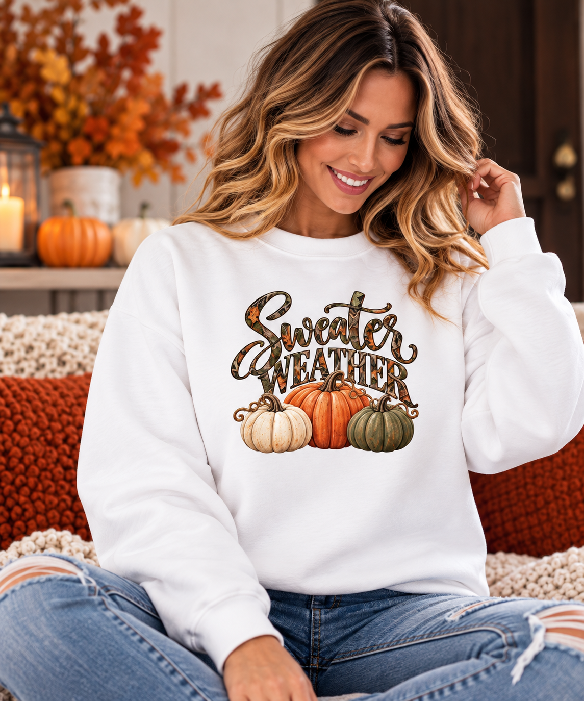 Sweater Weather Camo Pumpkin Unisex Sweatshirt