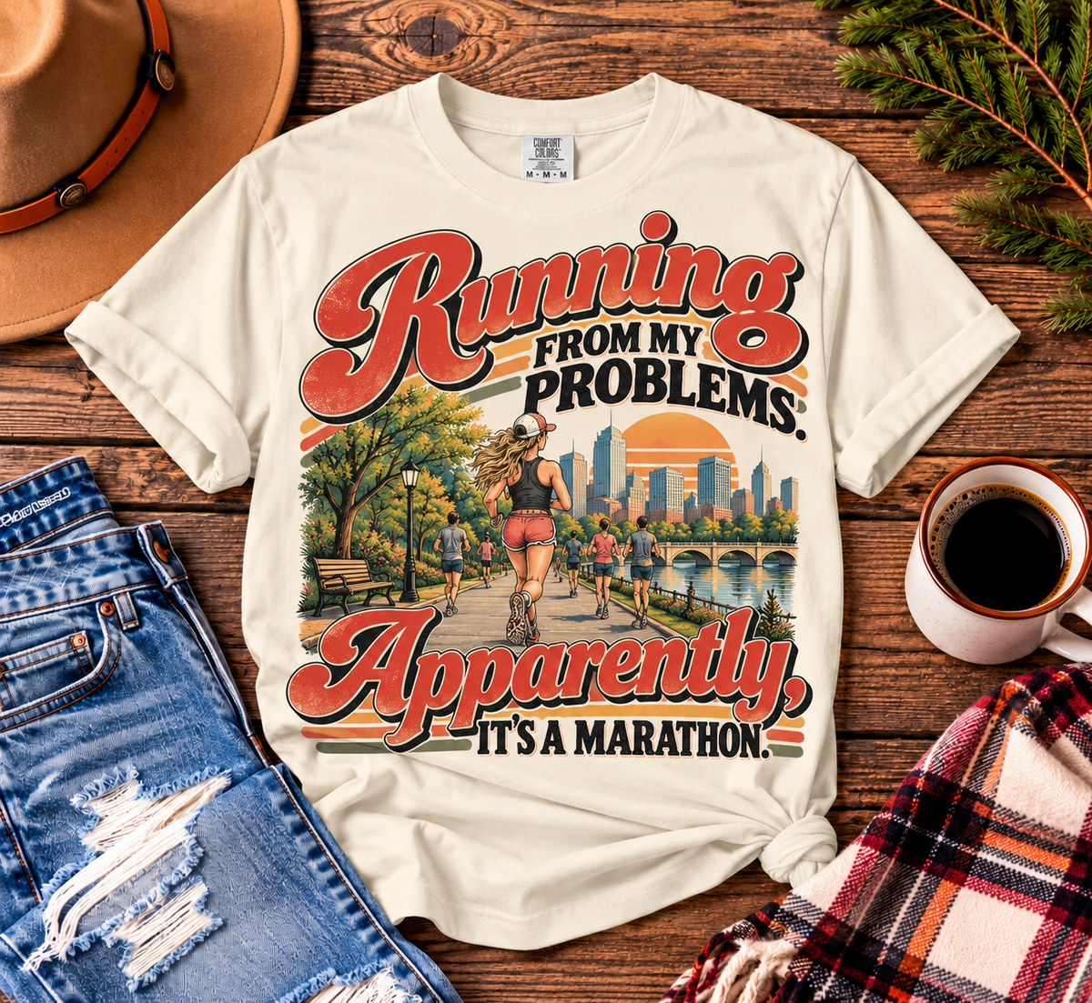 Running From My Problems – Funny Marathon Runner Graphic Tee