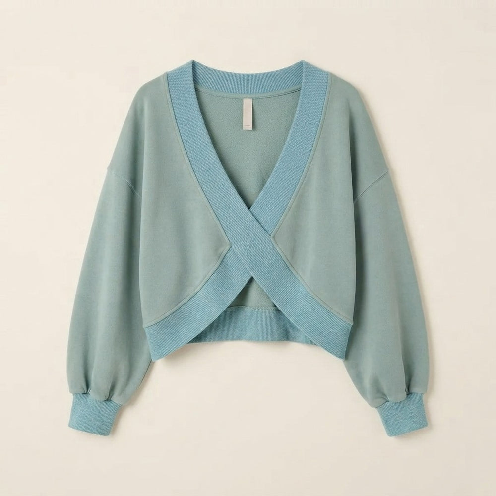 Oversized V-Neck Criss Cross Sweatshirt